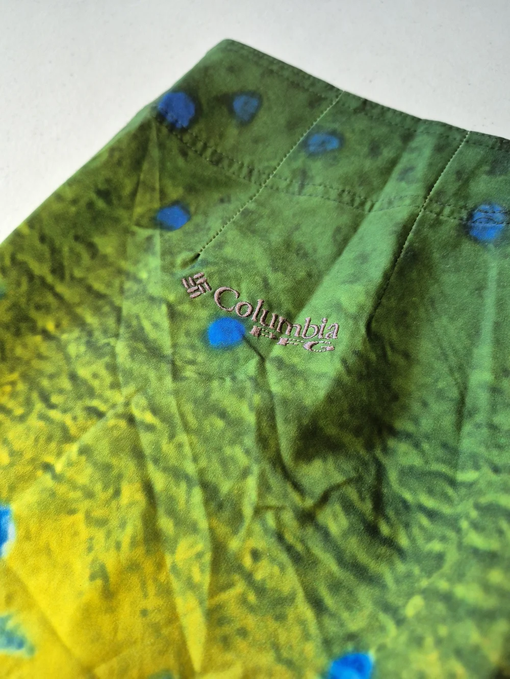 Men's Yellow & Green Gradient Swim Board Shorts with Blue Spot Pattern 4363/7